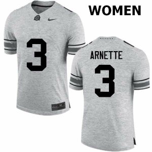 NCAA Ohio State Buckeyes Women's #3 Damon Arnette Gray Nike Football College Jersey BHT4445UV